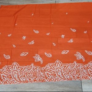 Estee Lauder womens orange semi sheer floral sarong wrap beach cover up scarf